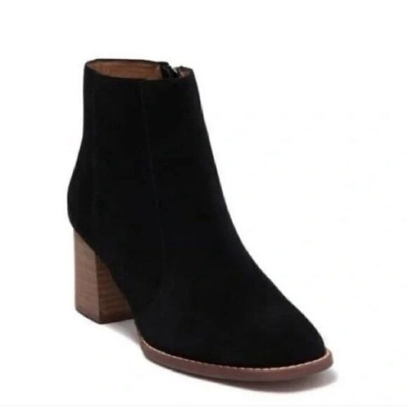 Madewell Bryce Suede Minimalist Stacked Heel Almond Toe Chelsea Boot Black 8.5 - Picture 2 of 10